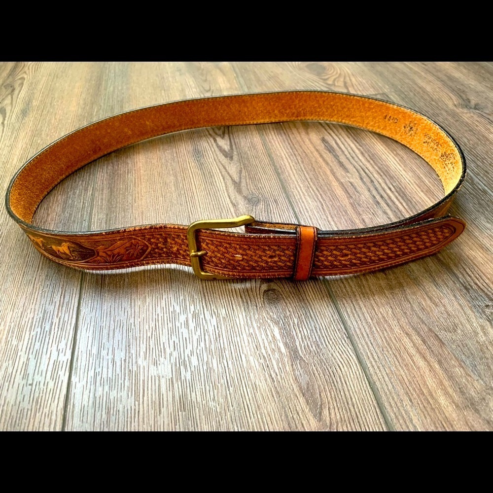Justin Boots Brown Leather Belt for Men - Picture 8 of 14